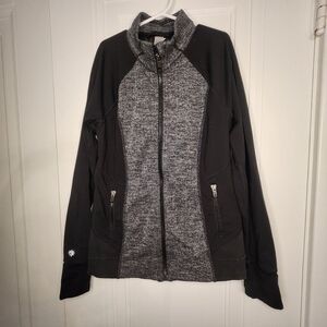 ATHLETA GIRL DREAM TEAM WARM UP ACTIVEWEAR JACKET FULL ZIP sz 12 Black grey EUC